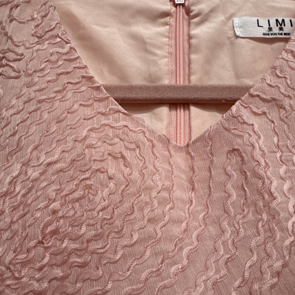 LIMI Give You The Best Pink Peach Lined Dress‎ Korea Textured Poly Skirt Party - Picture 4 of 9